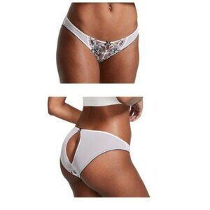 ❤️Victorias Secret Cheekini Panty L keyhole cut out back embroidered white New❤️
